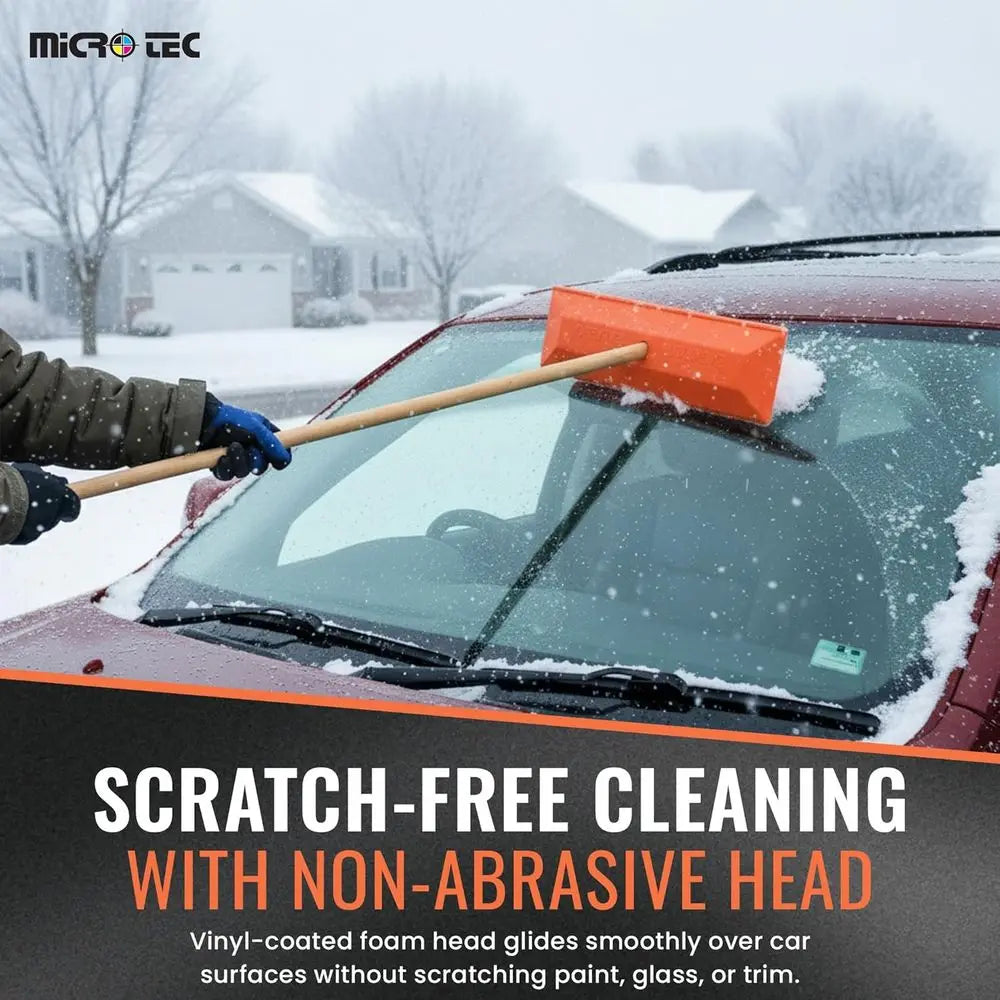 USA-Made 72 Wooden Handle Snow Rake - 18 Vinyl-Coated, Non-Abrasive, Freeze-Resistant Snow Removal Tool (2-Pack)