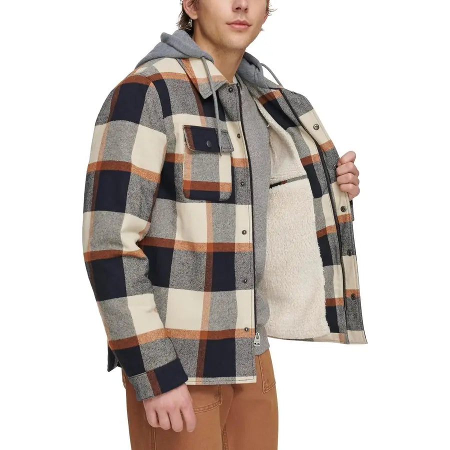 Plaid Sherpa Lined Hooded Shirt Jacket Regular amp Big amp Tall Sizes