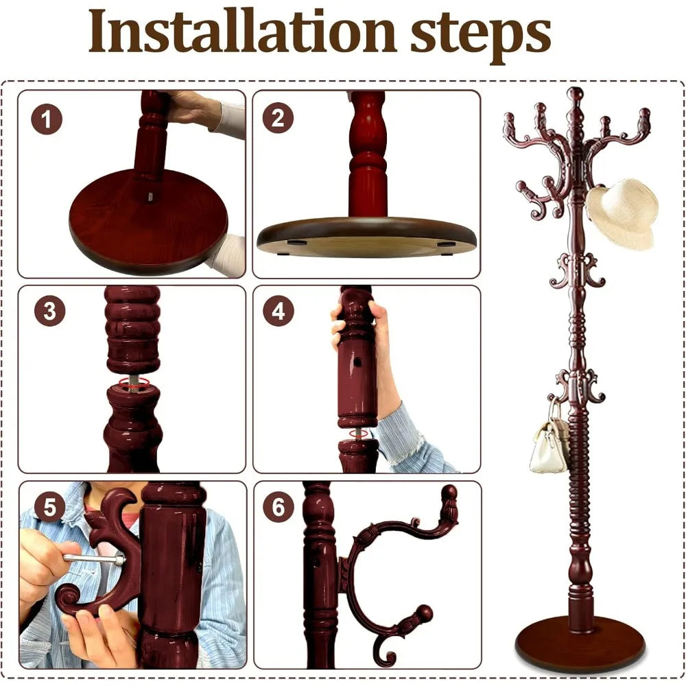 Standing Coat Rack  Tree Freestanding Wooden  Rack Modern  Racks Office  Stand for Hat Purse Corner Entryway