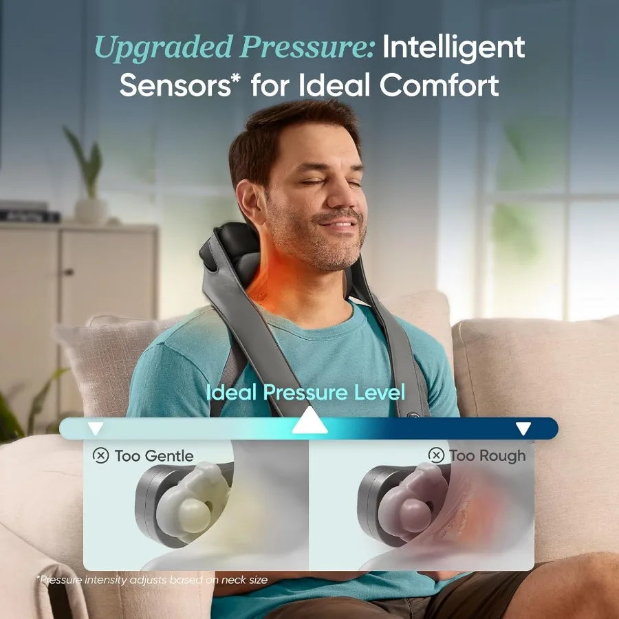 Cordless Neck Massager for Pain Relief Deep Tissue Shiatsu Shoulder Massager with Heat Massage Tools for Back Trapezius Lymphat