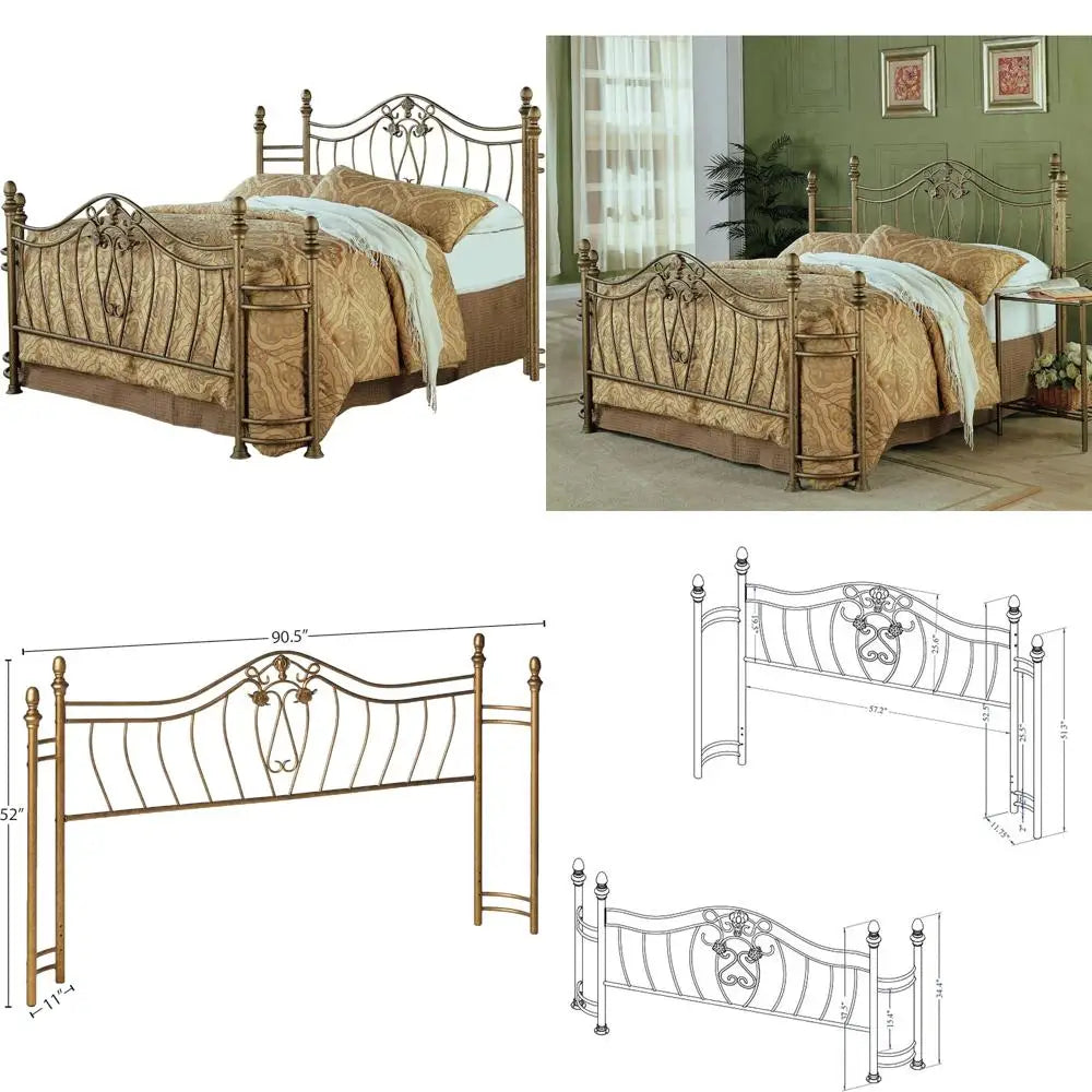 Sydney Traditional Queen Wood Bed with 53 Headboard in Brushed Gold Finish by Coaster Home Furnishings