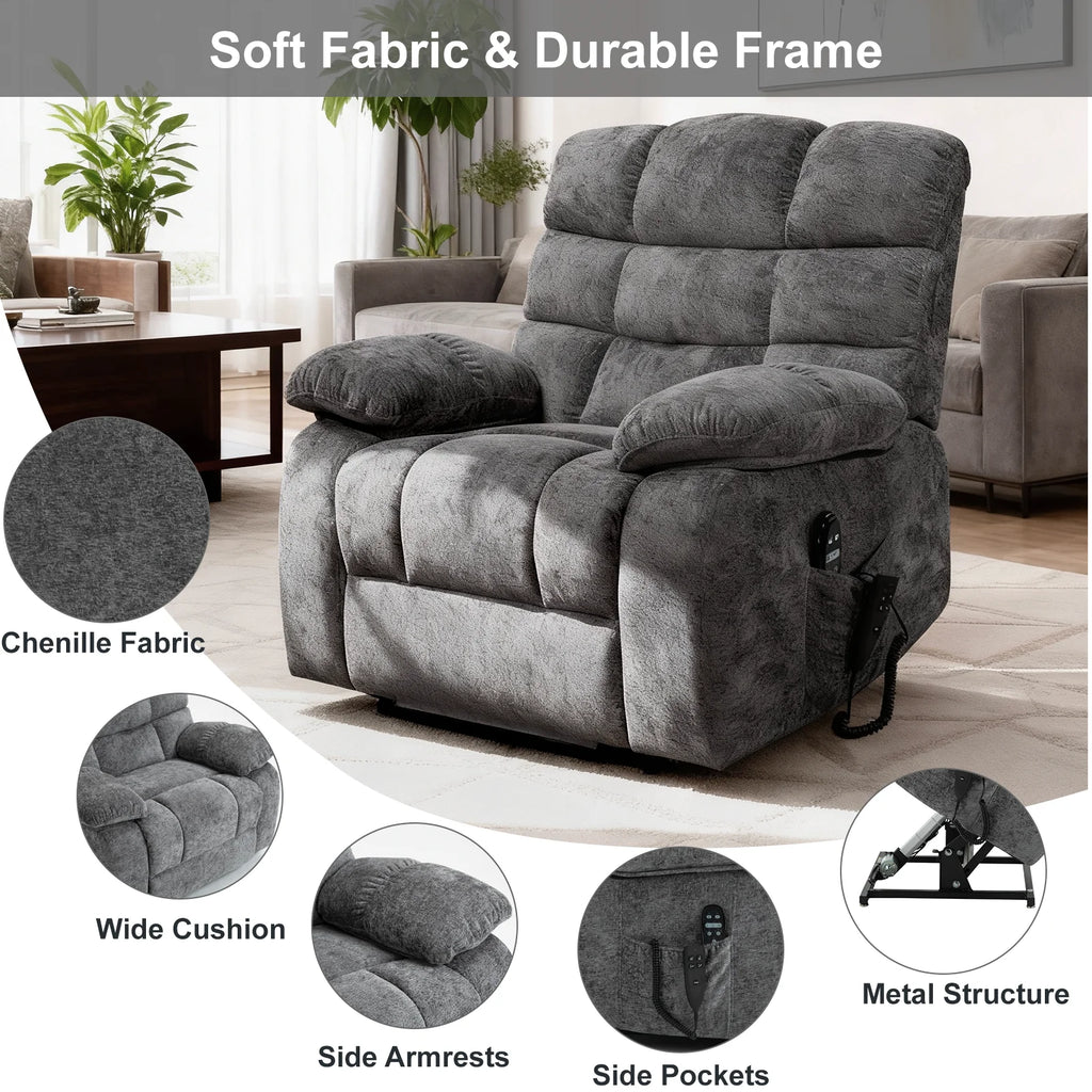 Redlife Oversized Recliner Chair with Heat and Massage, Power Lift Recliner Chair for Elderly Large Electric Recliners for Adult