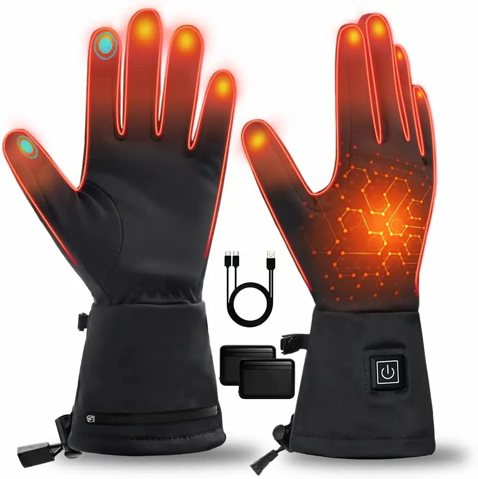 Rechargeable Heated Gloves Liners with 7.6V Battery, 3 Heat Modes, Waterproof & Touchscreen for Men Women – Outdoor Fishing, Hun