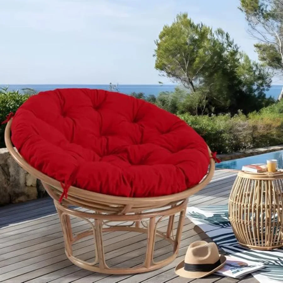 Papasan Chair Cushion Outdoor Round Papasan Cushion Indoor with Ties Waterproof Circle Seat Pad for Porch Patio Garden 45 in Re