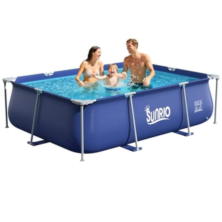 10'7926 Rectangular Above Ground Swimming Pool Metal Frame Family Pool for and Adults Outdoor Backyard Swimming Capacity 1049 G