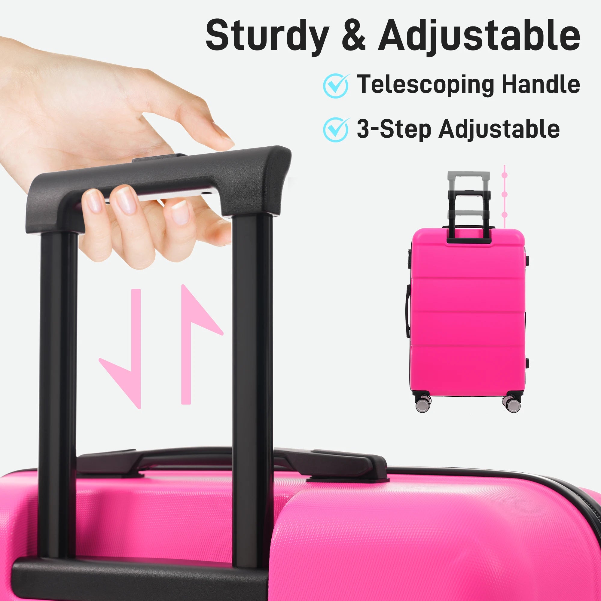 Hardshell Luggage Sets 3 Piece Double Spinner Wheels Suitcase with Handle Password Lock, Lightweight 20"+24"+28" Luggages