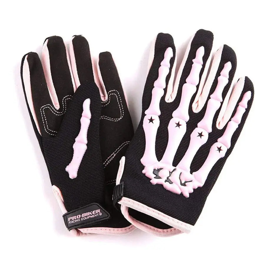 Youth Motorcycle Full Face Helmet Street Bike BMX MX Kids Spider Pink MX Skeleton Glove Bundle