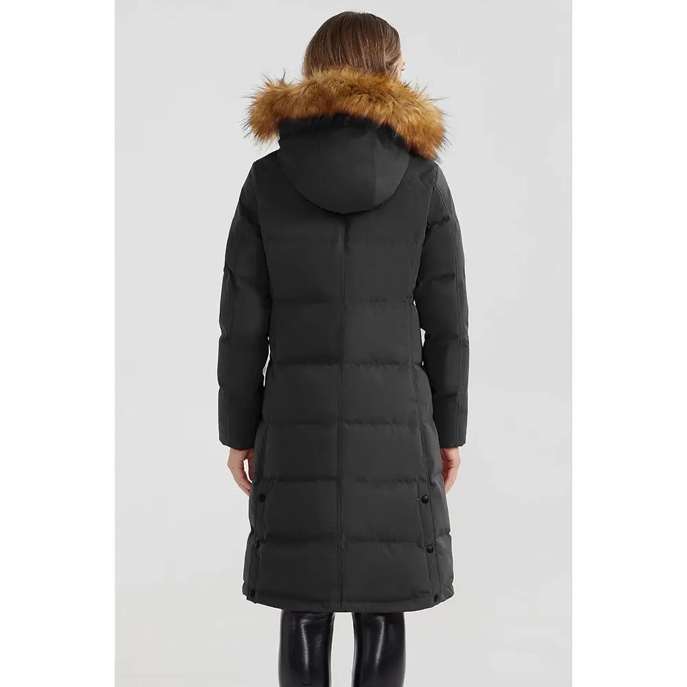 Women's Down Jacket Winter Long Coat Windproof Puffer Jacket with Fur Hood