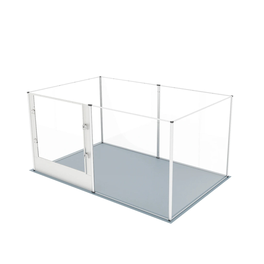 Large Acrylic Dog Playpen Fence, 6 Panels, Heavy Duty Pet Kennels Crate, Whelping Box with Waterproof Mat