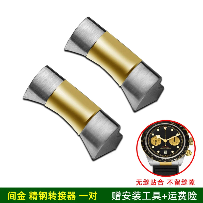 Seamless Metal End Link Curved End Rubber Watchband Accessories For TUDOR M79030N Strap 39mm 41mm Black Bay GMT Slider Buckle