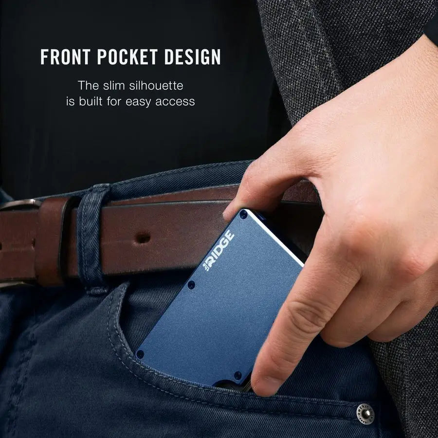 Edition, Mens Minimalist Aluminum Metal Wallet Rfid Blocking, Elastic, Slim Front Pocket Credit Card Holder with Both Cash Strap