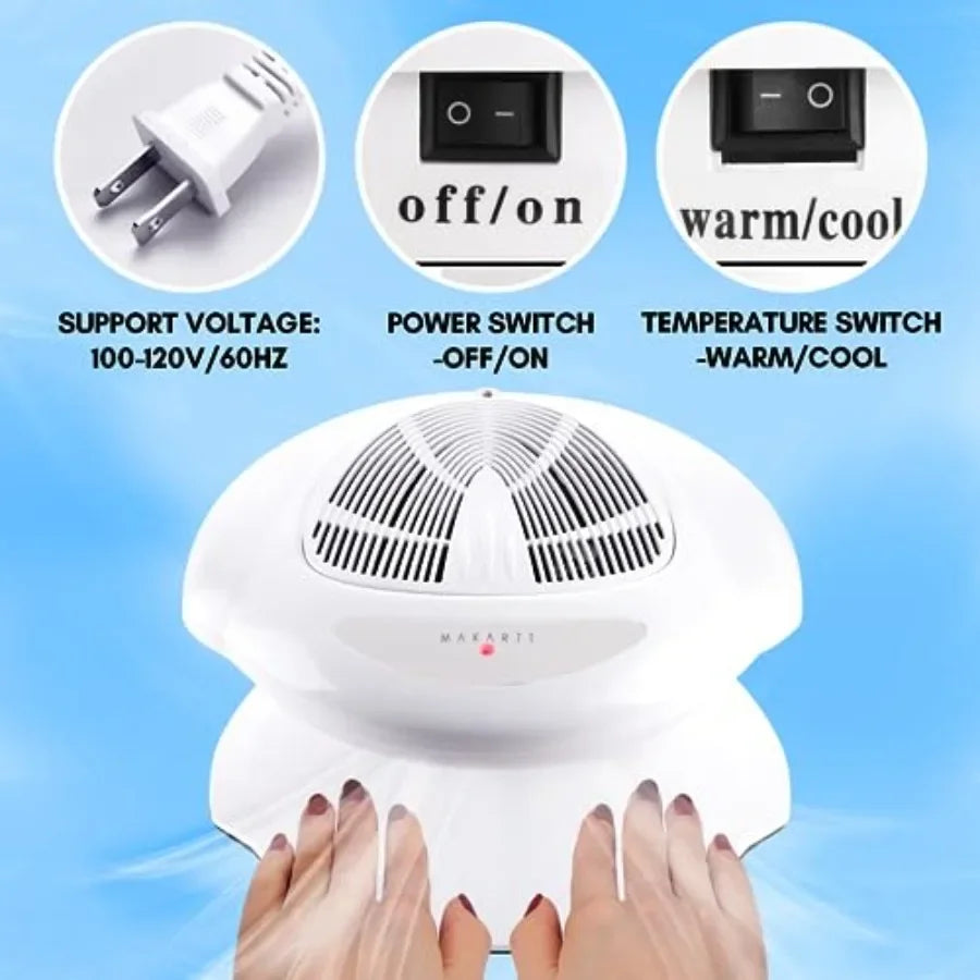 Nail Dryer 400W Air Nail Fan Dryer with Automatic Sensor for Rapid Drying of Regular Polish Warm and Cool Wind Function