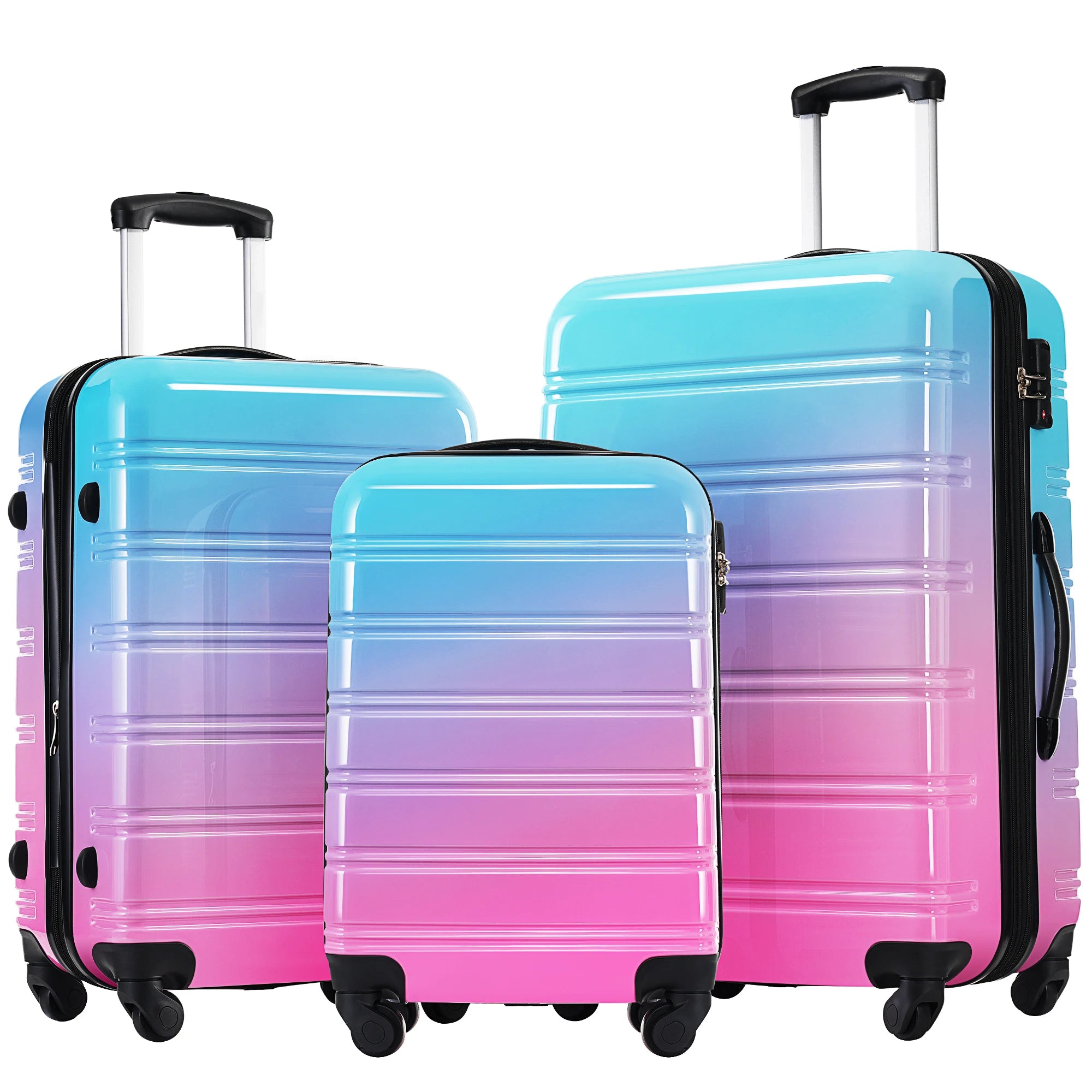 Hardshell Luggage Sets 3 Piece Gradient Color Expandable Suitcase with Spinner Wheels and TSA Lock Lightweight 20" 24" 28"