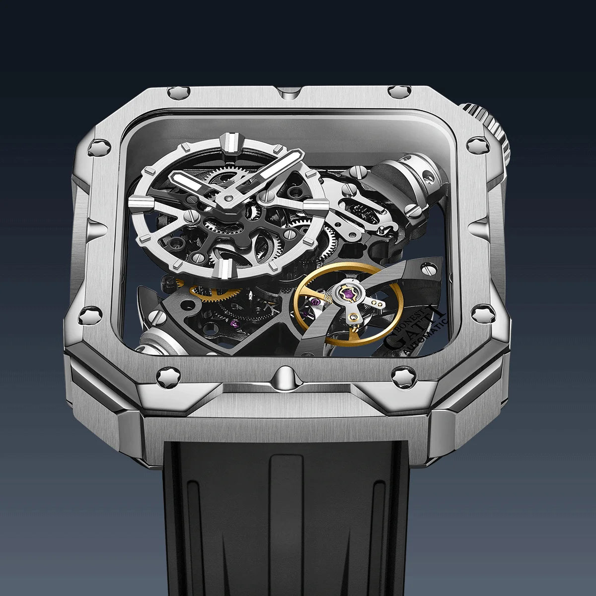 BONEST GATTI men's Watch Valentine's Day gift for your boyfriend: Men's automatic skeleton watch and luminous Watch BG5604