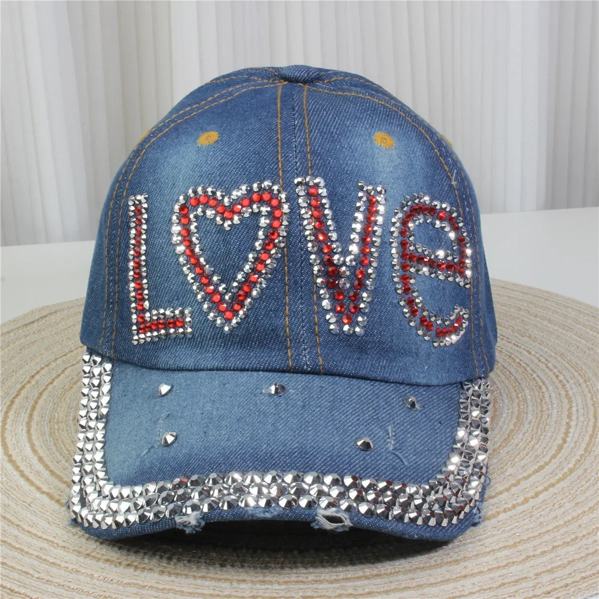 Wholesale Denim Baseball Caps Bling Rhinestone "TAKE ""LOVE" Heart  Snapback Hat A Dozen 12 pieces Mixed order
