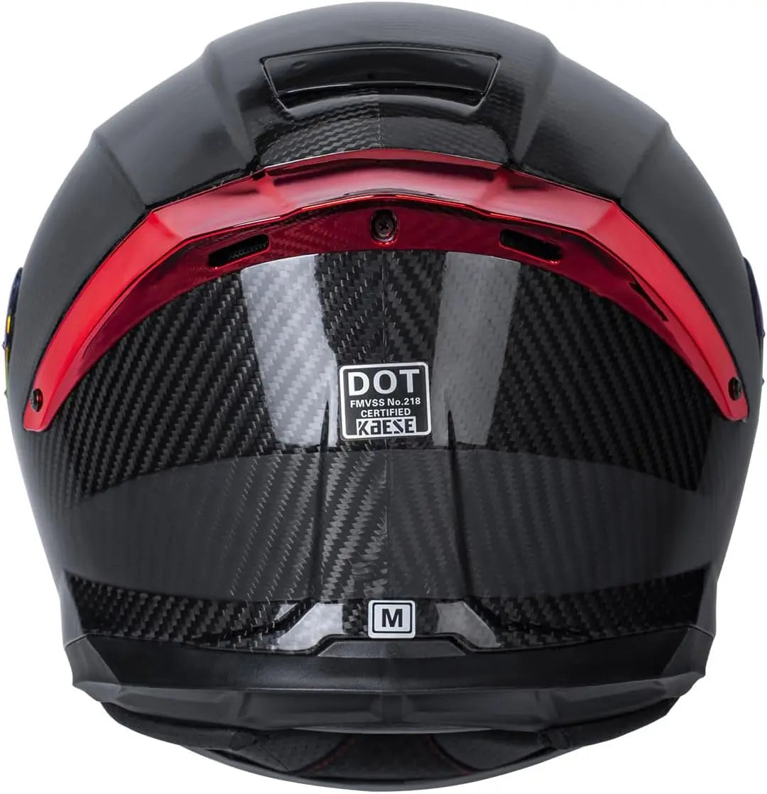 Carbon Fiber Full Face Motorcycle Helmets with Spoiler Sport Touring Street Motorcycle Helmet Bluetooth Ready Speaker Pockets