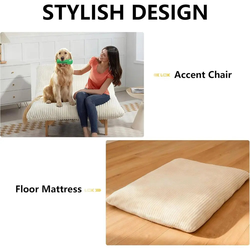 Jumbo Comfortable Accent Chairs, Plush Upholstered Armchairs, Cloud Lounger Sofa, Indoor Bean Bag Chair with Wooden Frame for Li