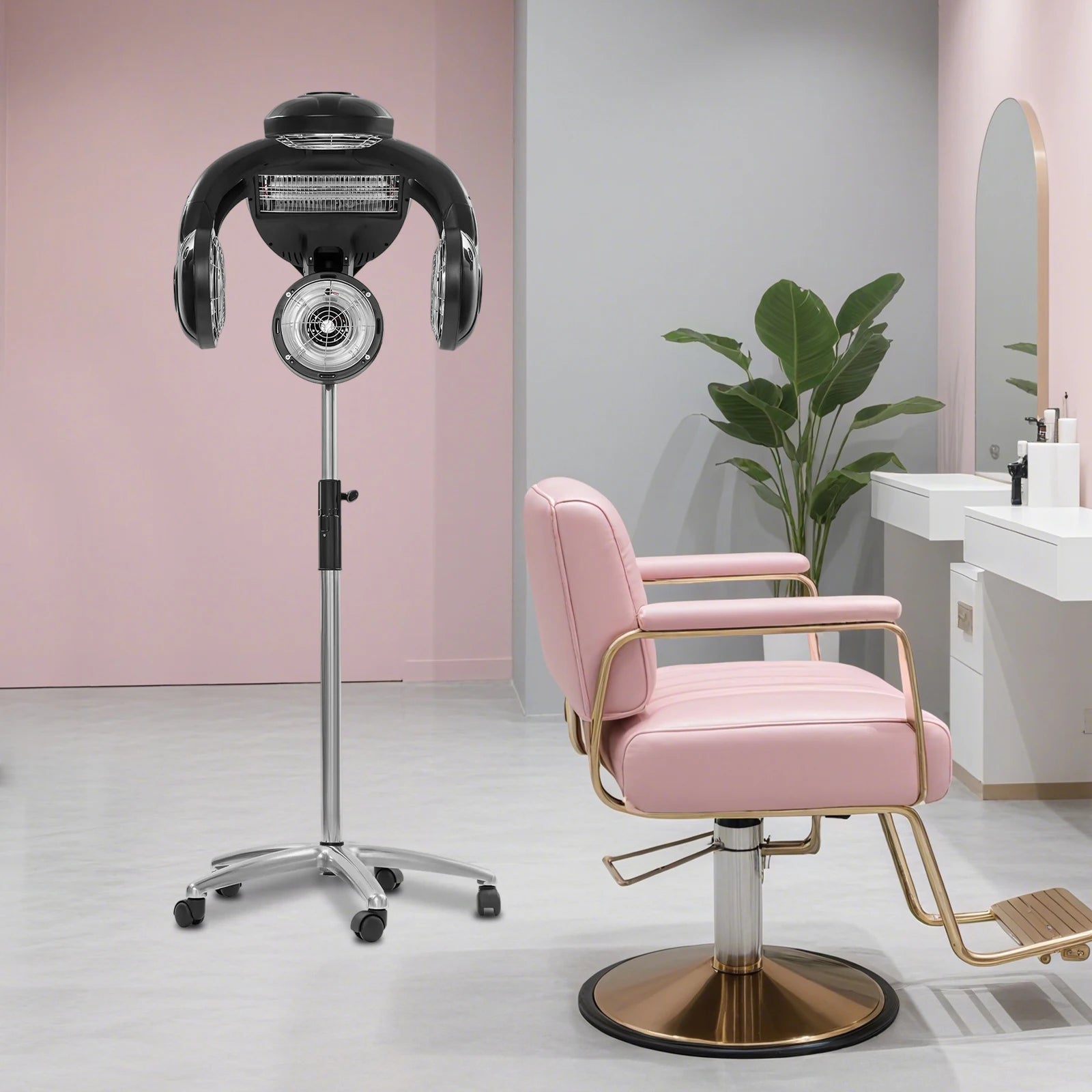 1400W Standing Hair Dryer with 5 Modes, Adjustable Height Hooded Cap for Salon & Home Hair Styling