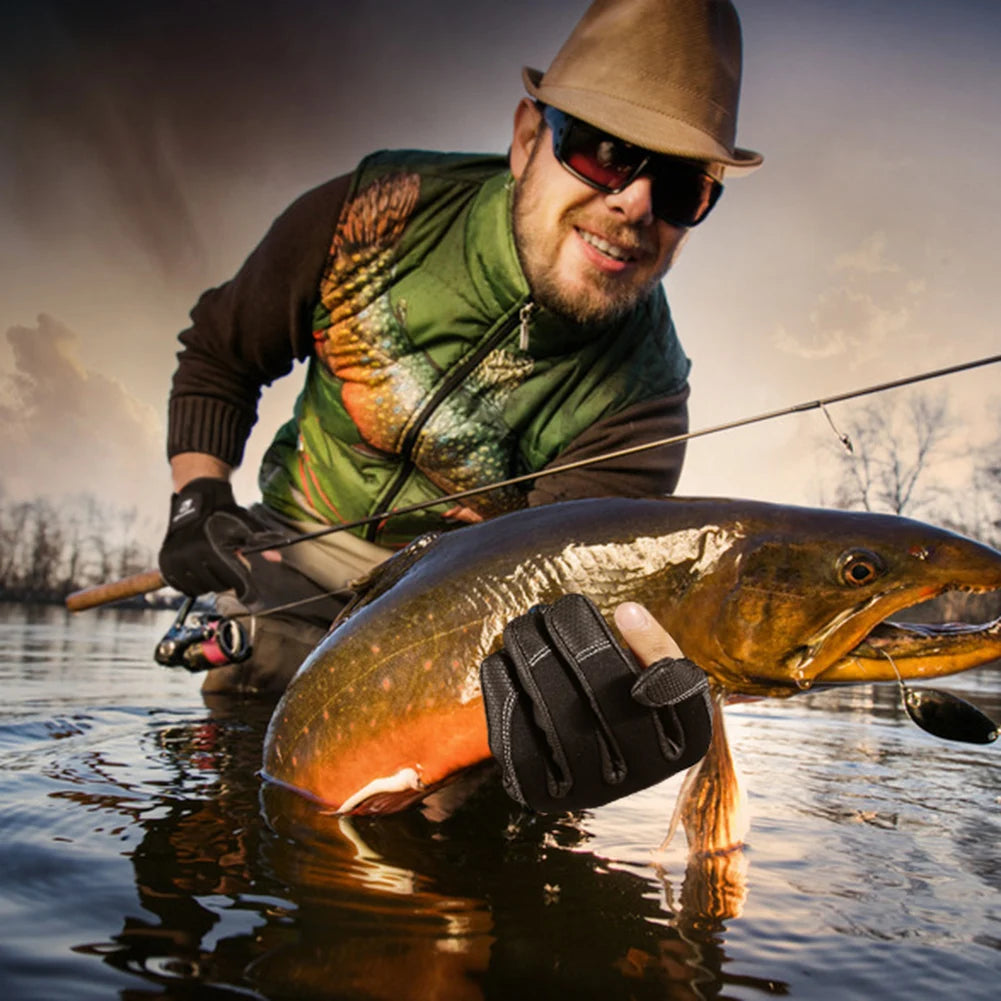 Resistance Anti Slip Fishing Gloves 2 Half Finger Waterproof Breathable Outdoor Sports Slip-Resistant Gloves For Fishing