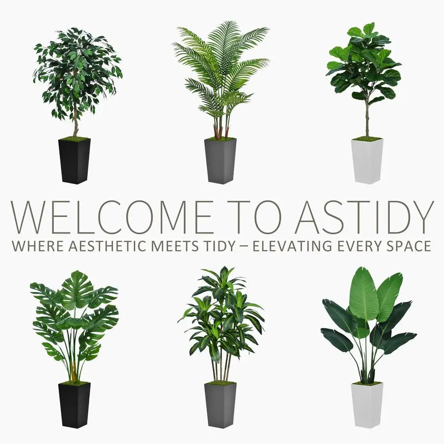 Dracaena Tree 5FT Fake Tree with Black Tall Planter Faux Yucca Tall Fake Floor Plant in Pot Artificial Plant for Home Office Liv