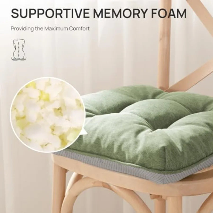 Memory Foam Chair Cushions Set of 4 Outdoor/Indoor Chair Pads for Dining Chairs 4 Pack Seat Cushions for Kitchen Dining Room Of