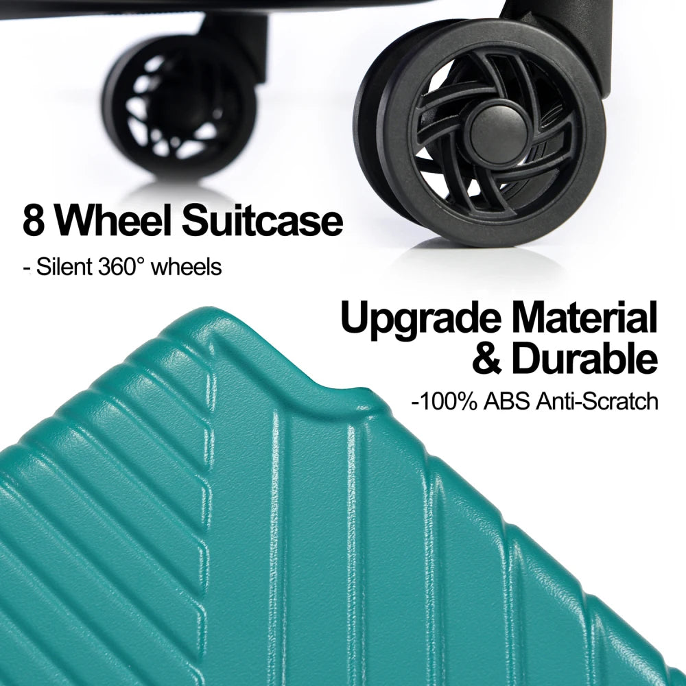 Hardshell Luggage Sets 3 Piece Double Spinner 8 Wheels Suitcase with TSA Lock Lightweight 20''24''28''