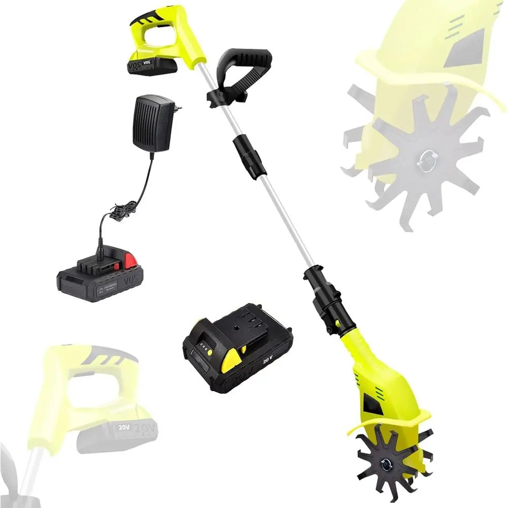 9.8 Electric Garden Tiller, 250RPM, 10.5cm Width, 20V Corded Cultivator Tool