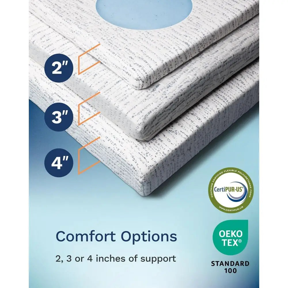 Memory Foam Mattress Topper Queen - High Density Ventilated Mattress Pad - Premium Removable Rayon Cover