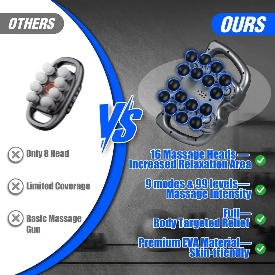 Head Massage Gun Deep Tissue, 9 Modes amp 99 Speeds Percussion Massager, 22800 RPM Muscle Gun with Quad Motor, Quiet Back Massag