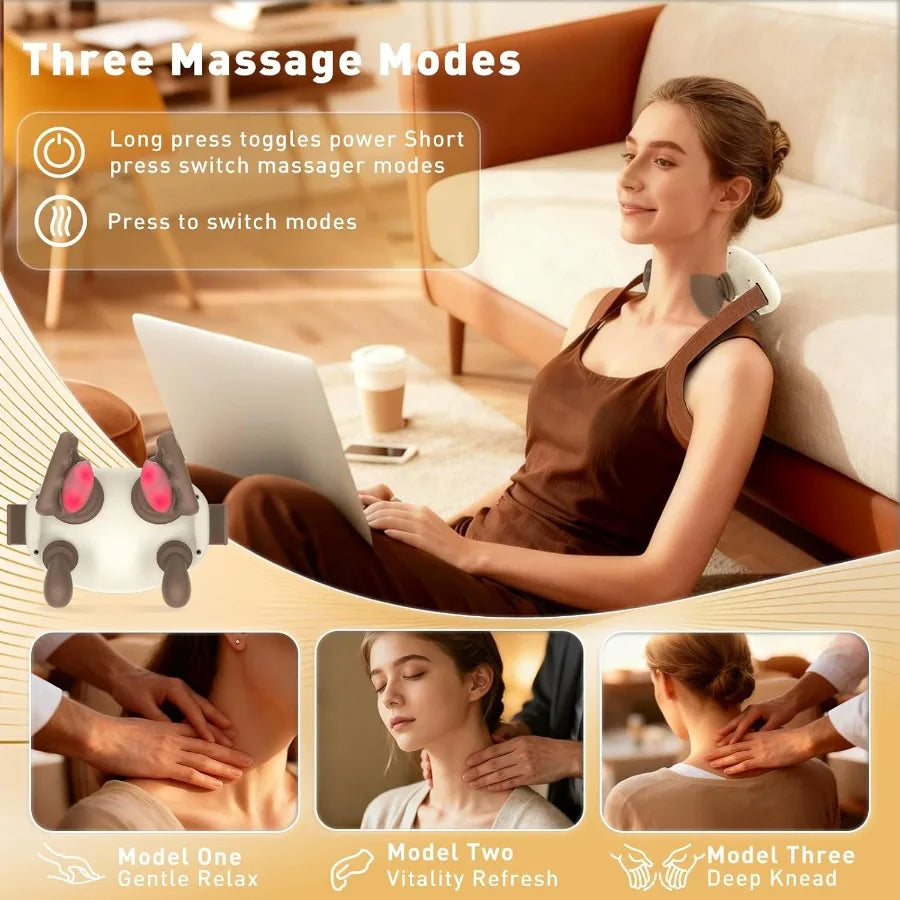 4D Wireless Neck Shoulder Massager Bionic Hands Deep Tissue Massage Portable Electric Kneading Shiatsu Back Massager 3 Relax Ma