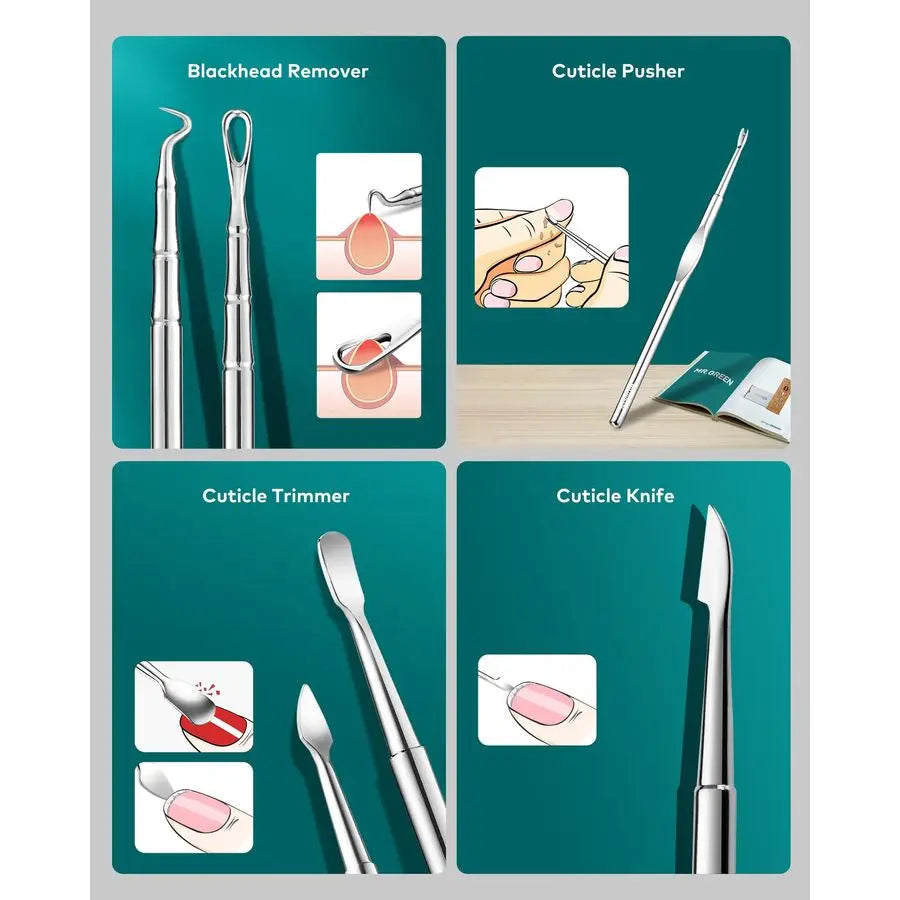 Set, Pedicure Sets, Nail Clipper Sets, Stainless Steel Professional Nail Cutter Kits with Travel Case 12 Count