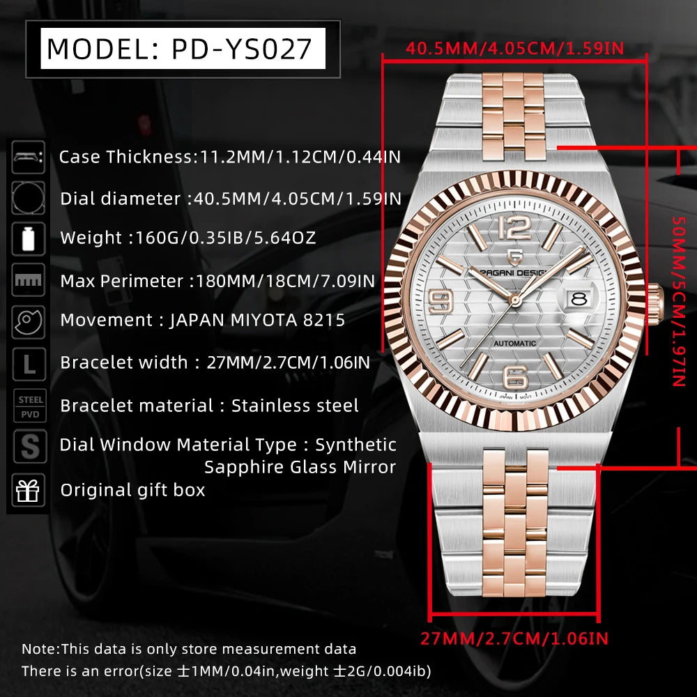 2026 New PAGANI DESIGN Men's Watches Gold Luxury Mechanical Wristwatches Automatic Watch For Men AR Sapphire Luminous Waterproof