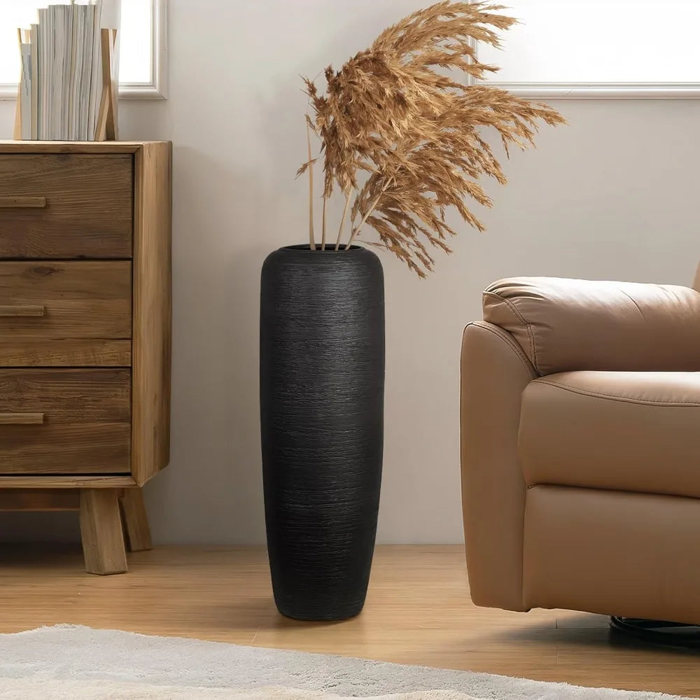 Vintage Tall Ceramic Farmhouse Vase, 23.6 Inch Large Terracotta Pottery for Rustic Home Decor