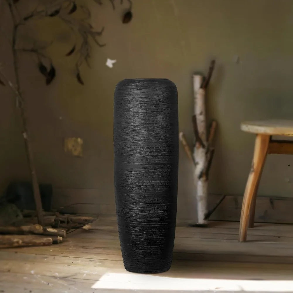 Vintage Tall Ceramic Farmhouse Vase, 23.6 Inch Large Terracotta Pottery for Rustic Home Decor