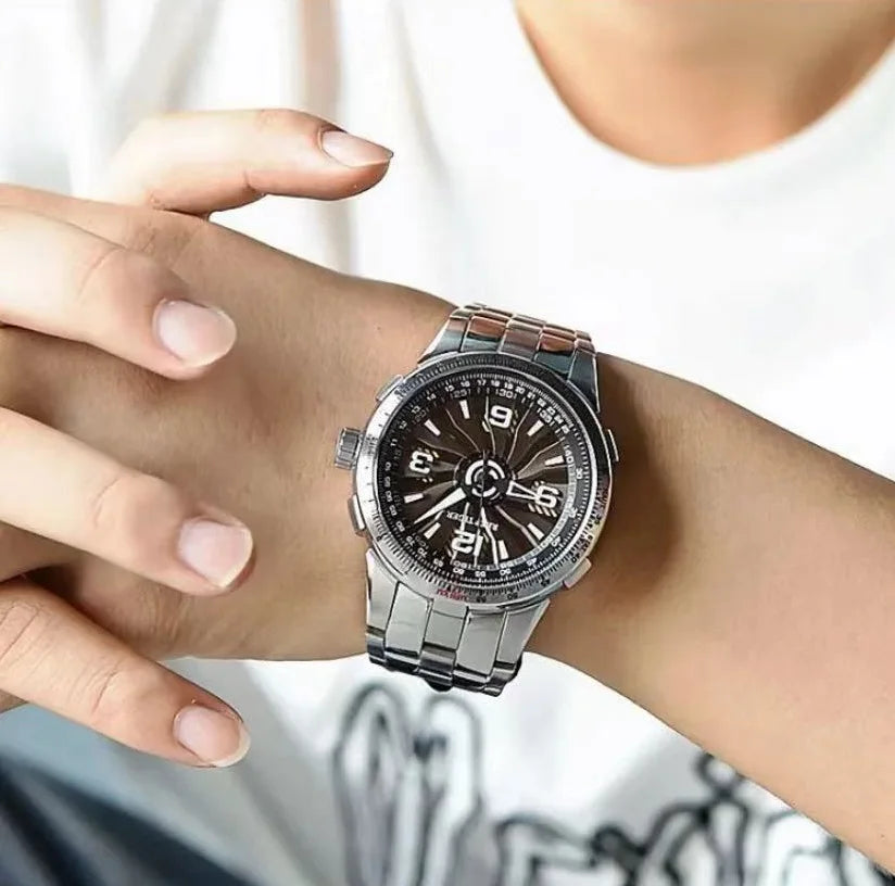 REEF TIGER men's automatic mechanical watch, a fashionable men's watch with a rotating dial and a novel design