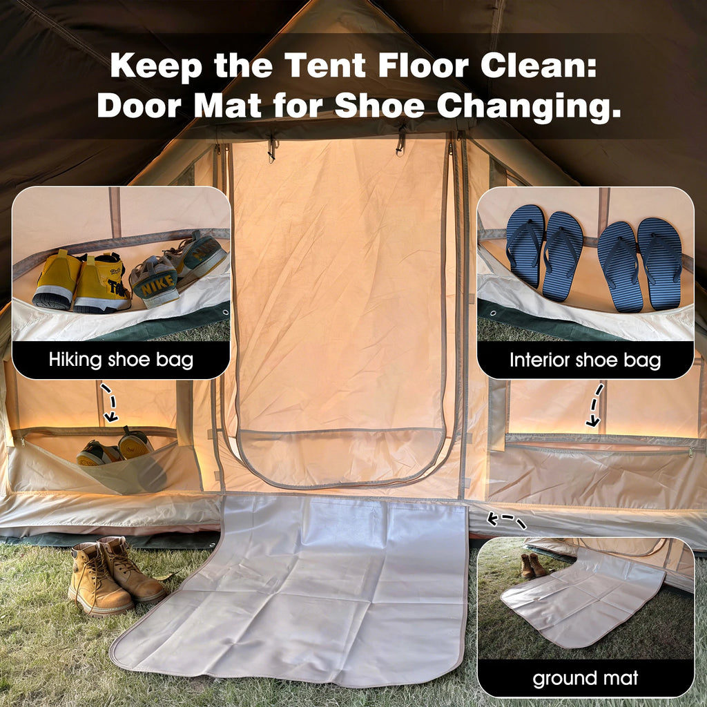 Inflatable Camping Tent 8-10 Person,129 Square Feets Large Inflatable Camping Tent with Stove Jack,Blow up Tent with Mesh Window