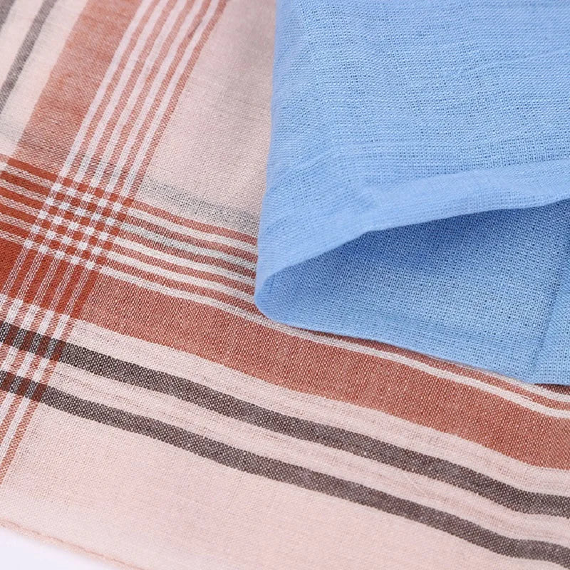 12Pcs Classic Square Plaid Stripe Men Handkerchiefs Pocket Cotton Towel Wedding Party Business Casual Handkerchiefs Chest Scarf
