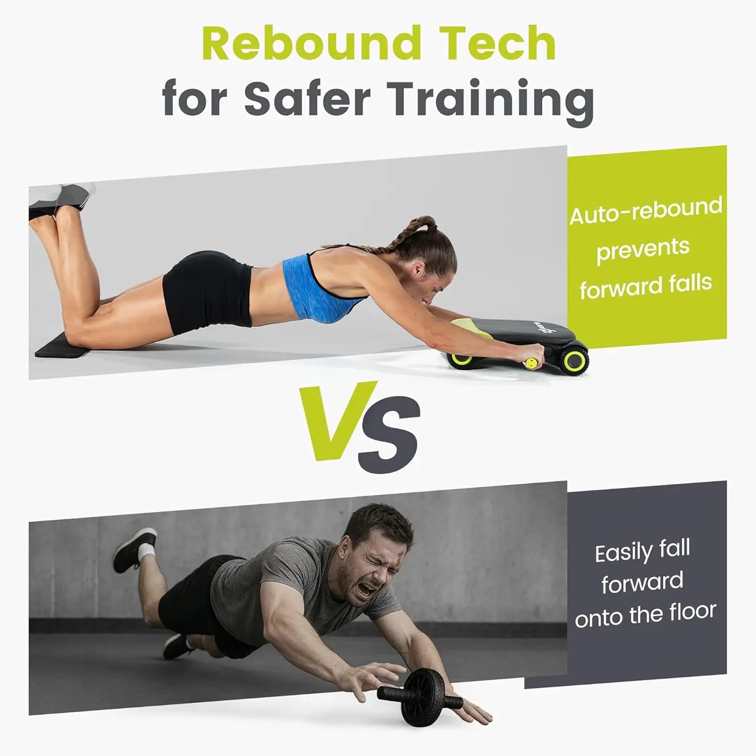 4-Wheel Ab Roller with Automatic Rebound, Core Workout Equipment for Home Fitness