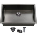 28 Inch Black Undermount Kitchen Sink, 9 Inch Deep Stainless Steel Single Bowl Kitchen Sink, Gauge  Nano Undermount Sinks