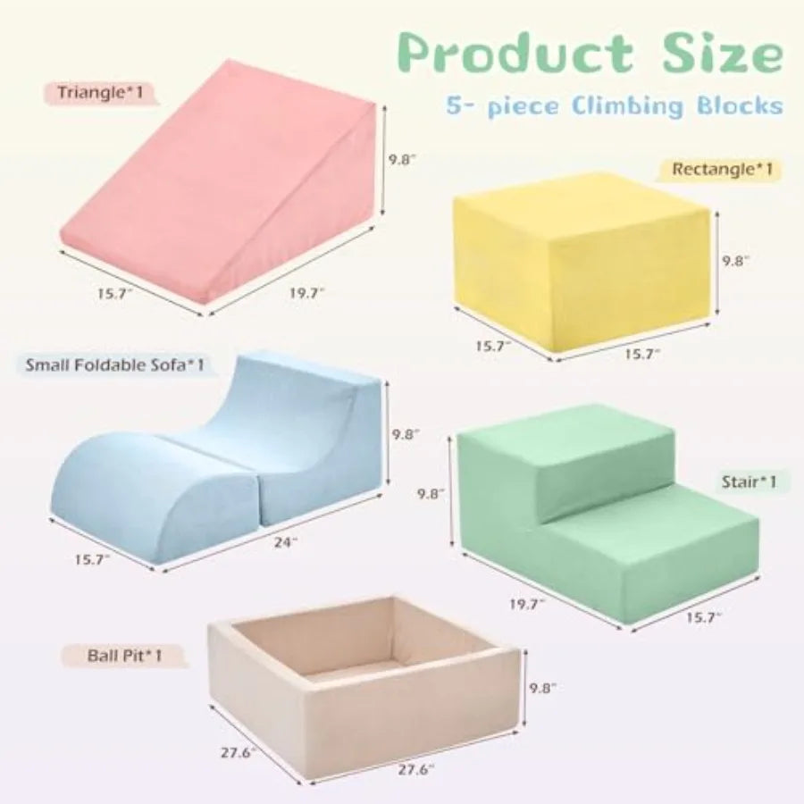 Climbing Toys for Toddlers Toddler Climbing Toys Indoor 5-Piece Foam Climbing Blocks with Ball Pit Balls not Included Soft Play