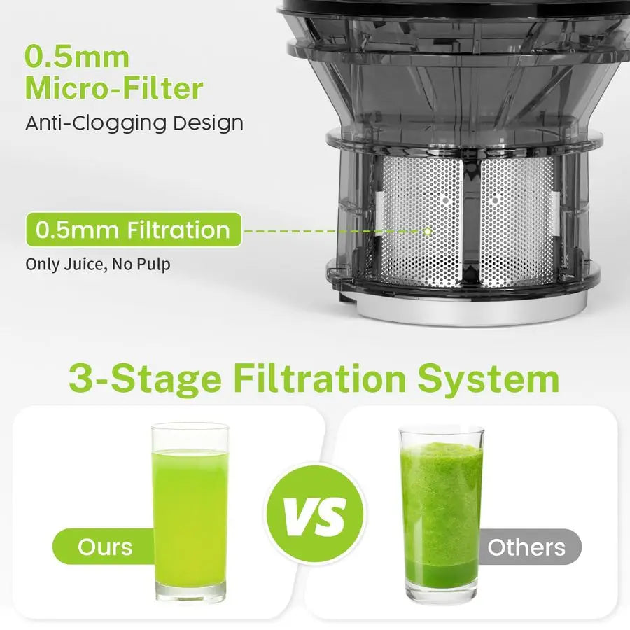 Juicer Machines with 5.4 Large Feed Chute, Cold Press Juicer for Whole Vegetables and Fruits, Stainless Steel Slow Masticating J