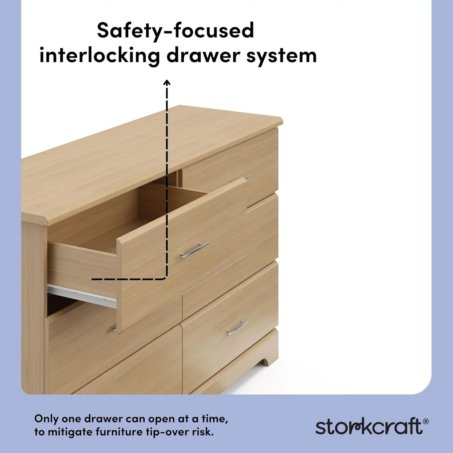 6-Drawer Driftwood Dresser – GREENGUARD Gold Certified, Kids Bedroom Storage Chest with Safety Interlocking Drawers