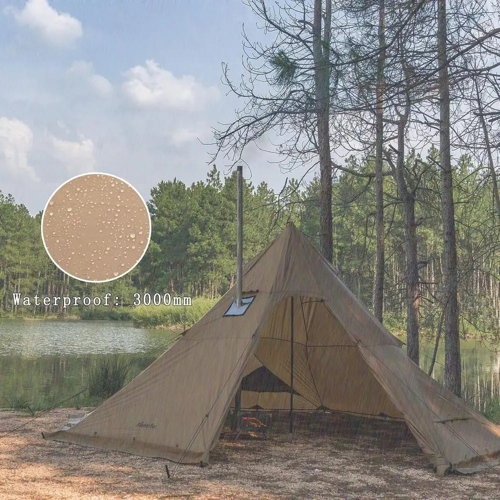Family-Sized 4-8 Person Camping Tipi Tent with Cooking and Heating Stove Access