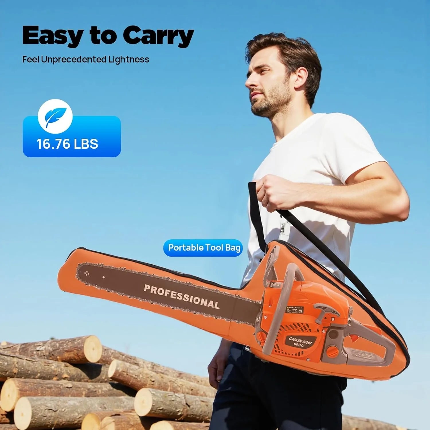 60cc Gas  Powered Chainsaws, 22 Inch Bar Power Chain Saws, 2-Stroke Handed Petrol Gasoline Chain Saw for Cutting Wood Garden