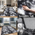 Large 8x10 Black & White Shaggy Rug for Living Room, Kids' Rooms, and Bedrooms - Washable, Plush, Thick Floor Carpet for Home De