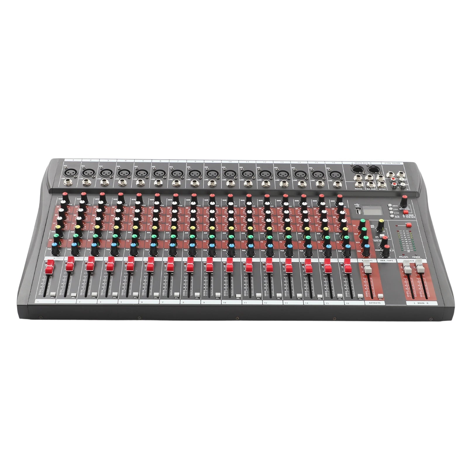 16 Channel DJ Audio Mixer with Bluetooth USB, Studio Audio Sound Mixer Console, Professional Power Mixer