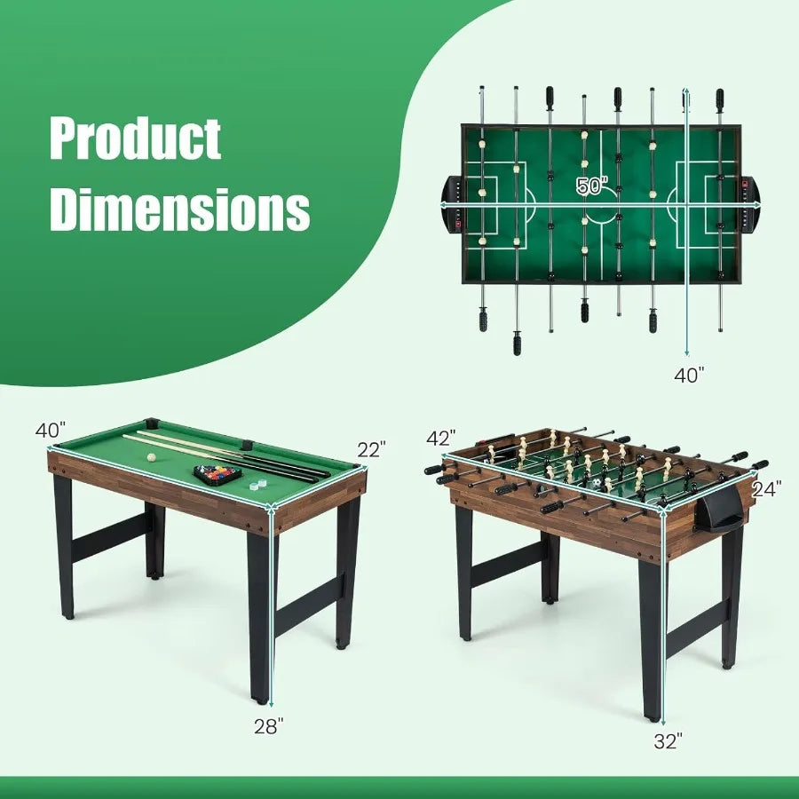 Multi Game Table 10 in 1 Combo Game Table with Foosball Hockey Pool Ping Pong Shuffleboard Bowling and 4 Board Games Versatile