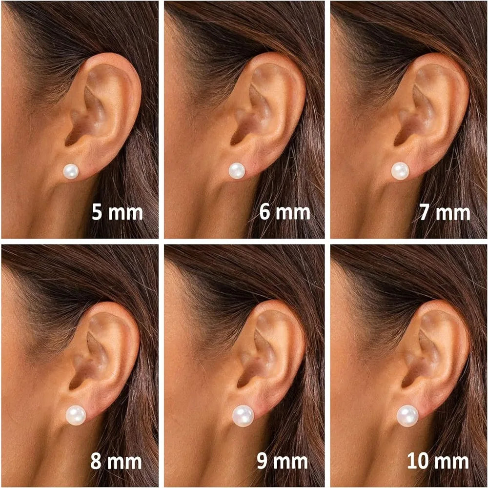 AAA+ Grade 14K Gold Freshwater Cultured Pearl Earrings Studs, Handpicked White Pearls for Elegance and Style