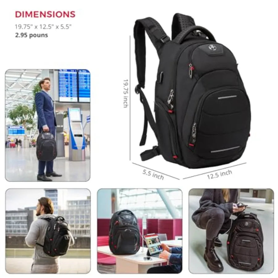 Swissdigital Design Laptop Backpack for Man and Woman Fits 15.6 Inch Computer Bag with Convenient USB Charging Port and Vibrati