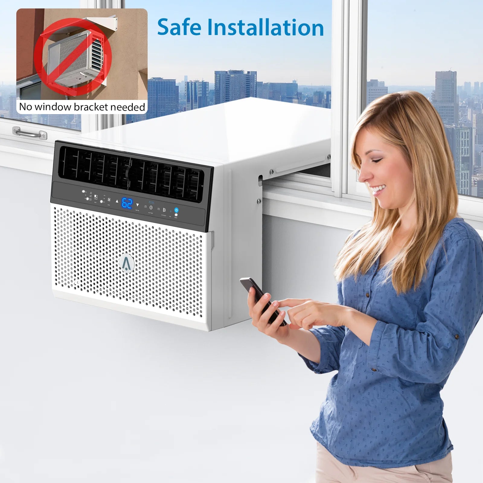 6000 BTU Window Air Conditioner With Washable Filter, Remote Control, Quiet Operation,Fan,Cools Up to 269 Square Feet, 115V/60Hz